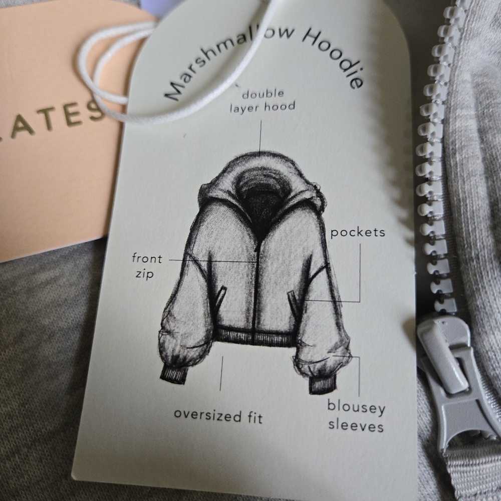 NWT Blogilates Marshmallow Full Zip Hoodie Sweatshirt Heathered Gray - Picture 11 of 13